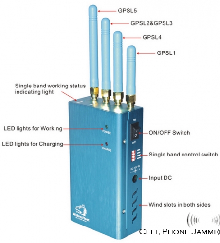 Portable 1500-1600MHz 1220-1230MHz 1200-1210MHz 1250-1280MHz 1170-1180MHz GPS Signal Jammer - 15 Meters - Click Image to Close