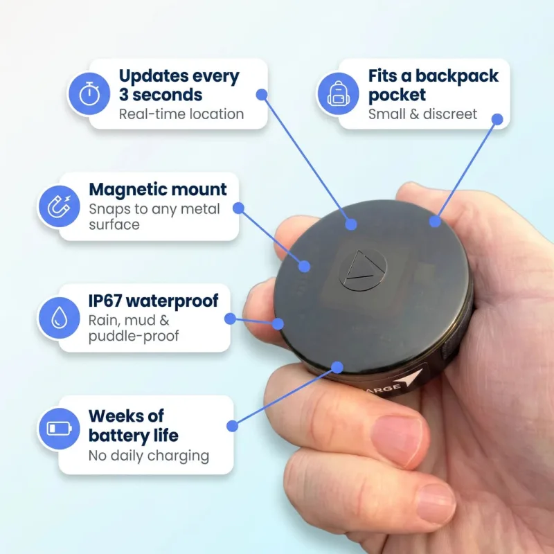 Rastreador GPS LandAirSea 54 para mochila infantil com bateria e proteção IP67